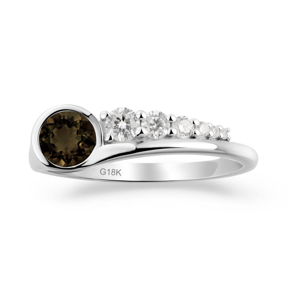 Six-Stone Graduated Bezel Smoky Quartz Ring - LUO Jewelry #metal_18k white gold