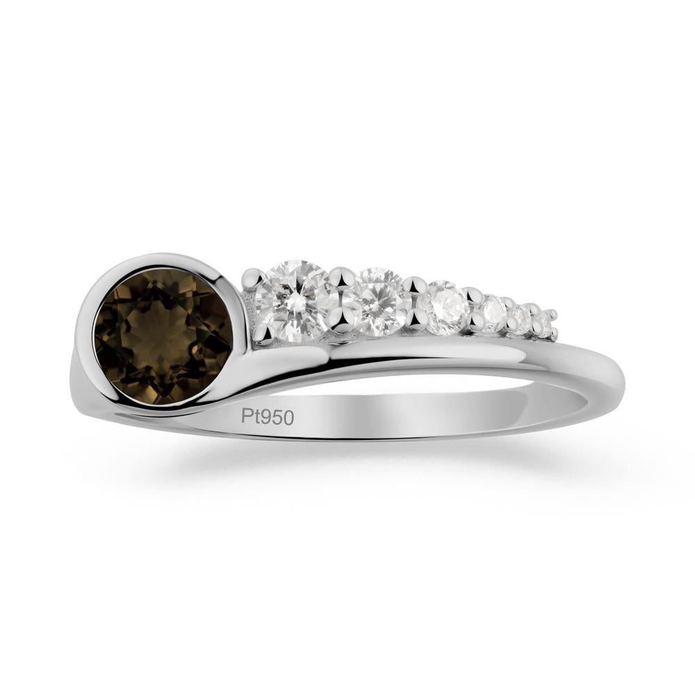 Six-Stone Graduated Bezel Smoky Quartz Ring - LUO Jewelry #metal_platinum