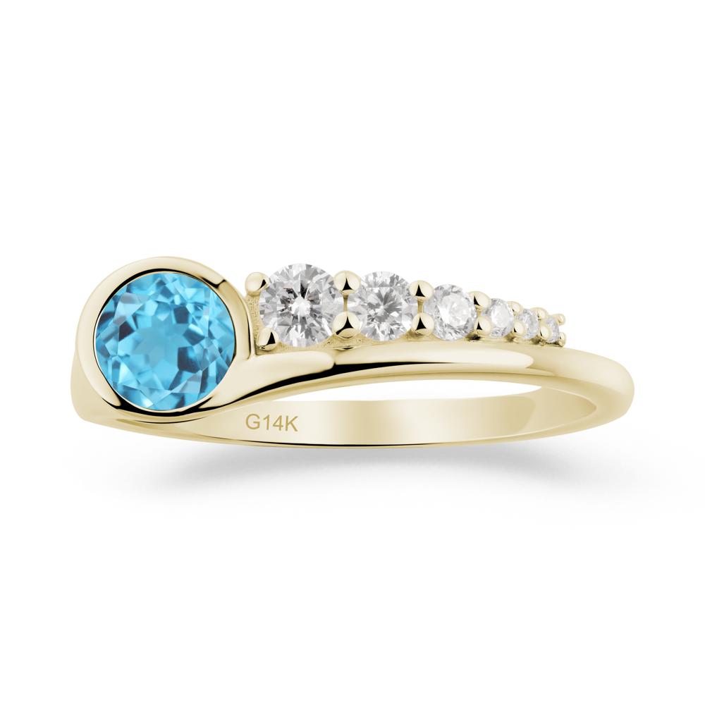 Round Swiss Blue Topaz Graduated Bubble Ring - LUO Jewelry #metal_14k yellow gold