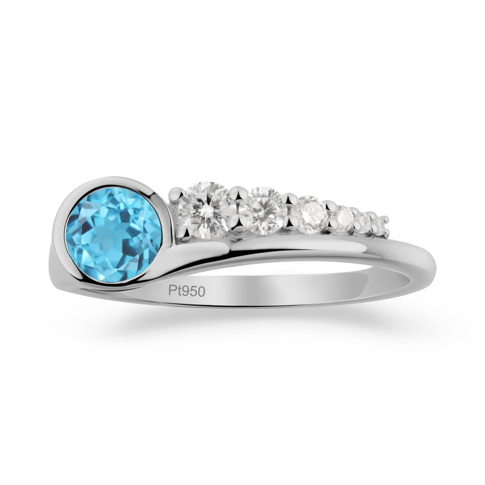 Round Swiss Blue Topaz Graduated Bubble Ring - LUO Jewelry #metal_platinum