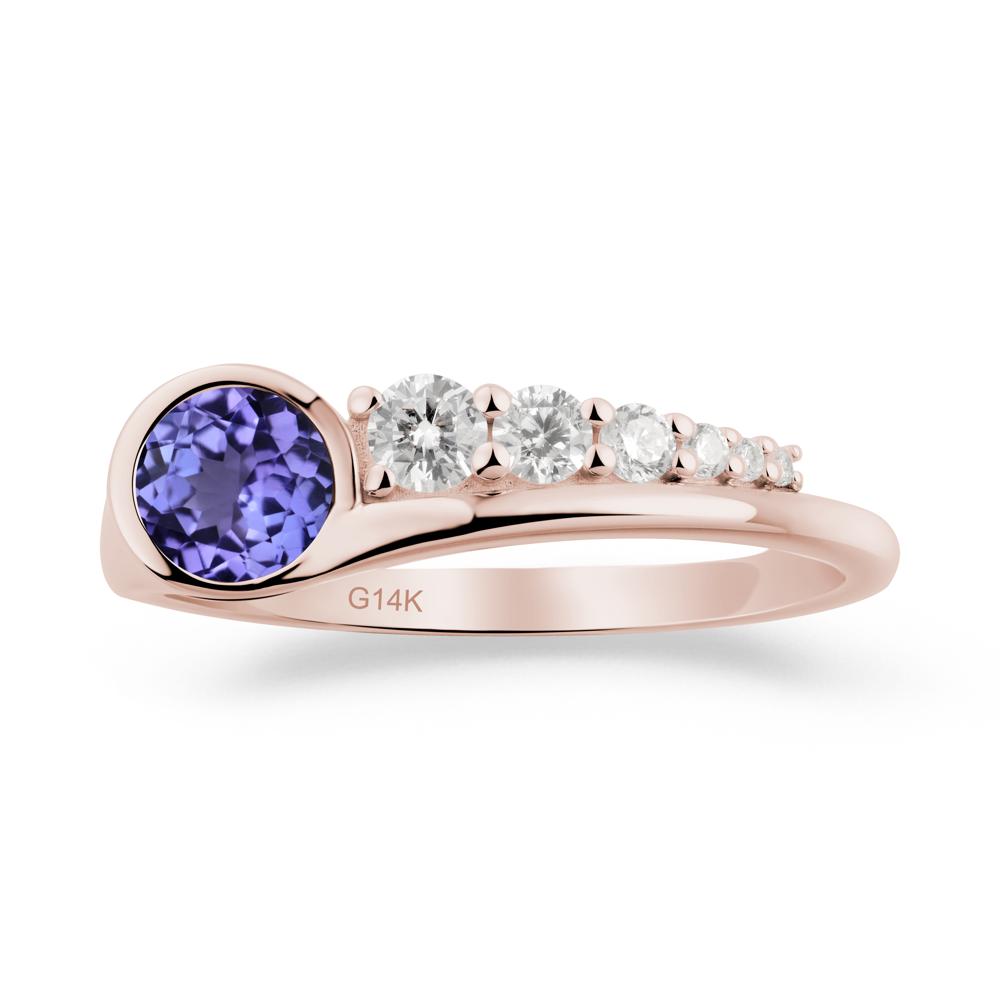 Six-Stone Graduated Bezel Tanzanite Ring - LUO Jewelry #metal_14k rose gold