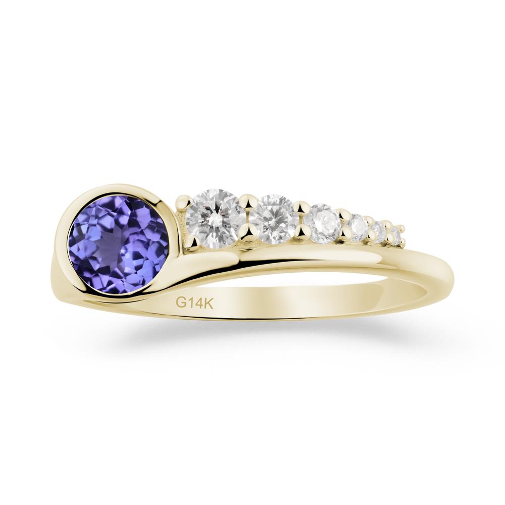 Six-Stone Graduated Bezel Tanzanite Ring - LUO Jewelry #metal_14k yellow gold