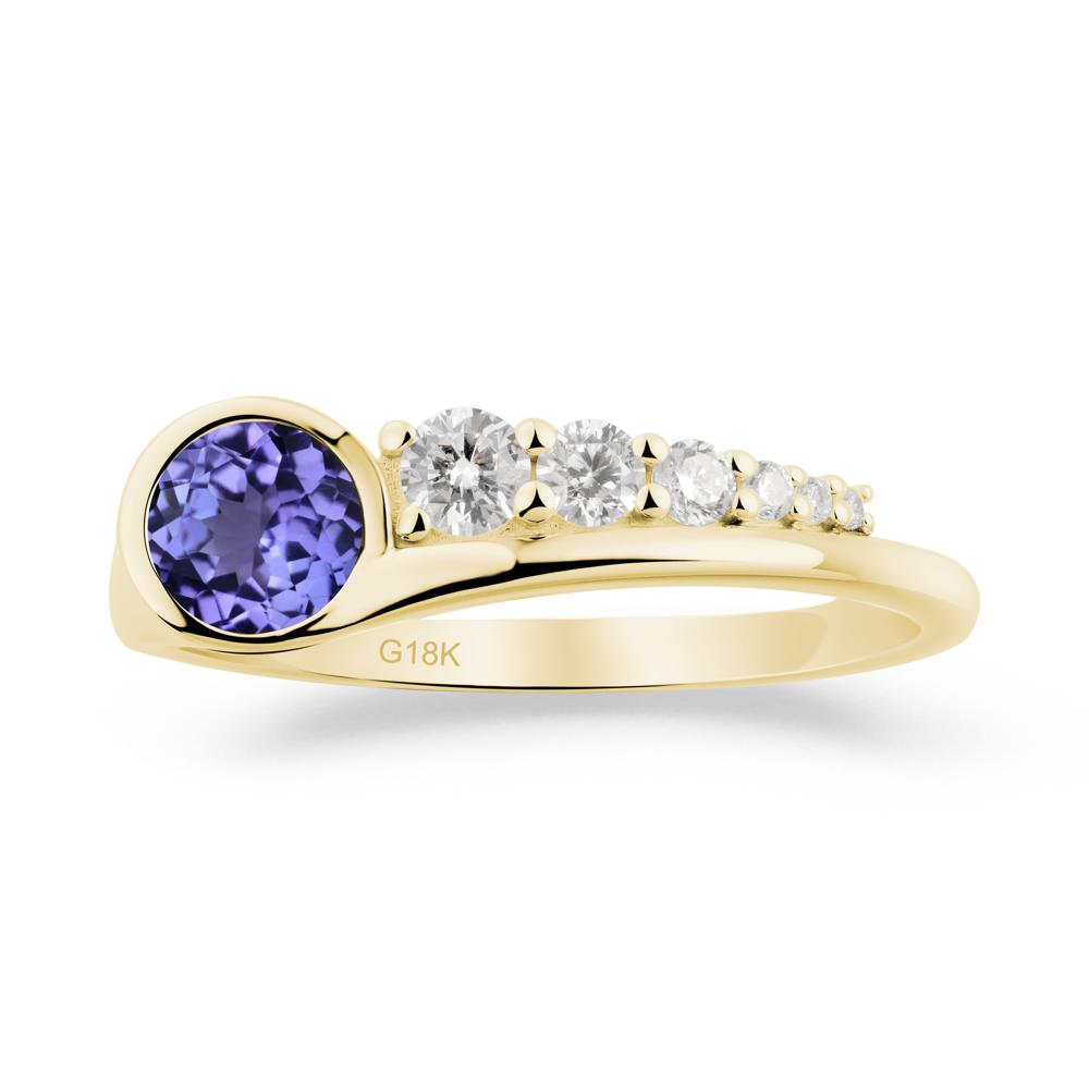 Six-Stone Graduated Bezel Tanzanite Ring - LUO Jewelry #metal_18k yellow gold