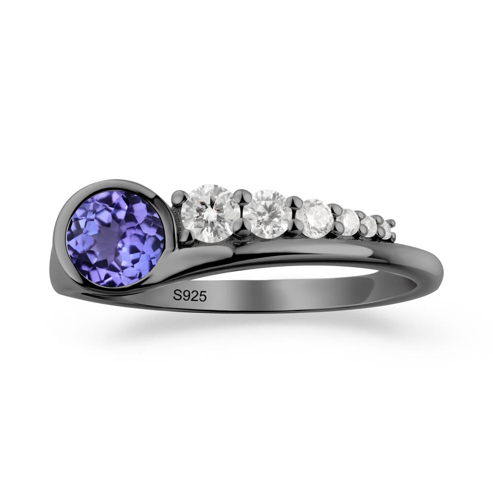 Six-Stone Graduated Bezel Tanzanite Ring - LUO Jewelry #metal_black finish sterling silver