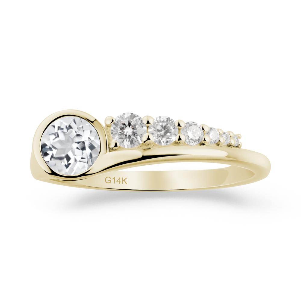 Six-Stone Graduated Bezel White Topaz Ring - LUO Jewelry #metal_14k yellow gold