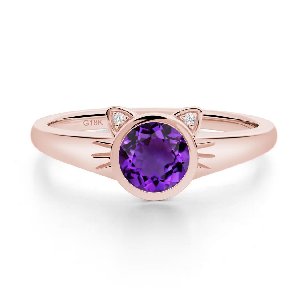 Round Amethyst Cat Ear Ring - LUO Jewelry #metal_18k rose gold