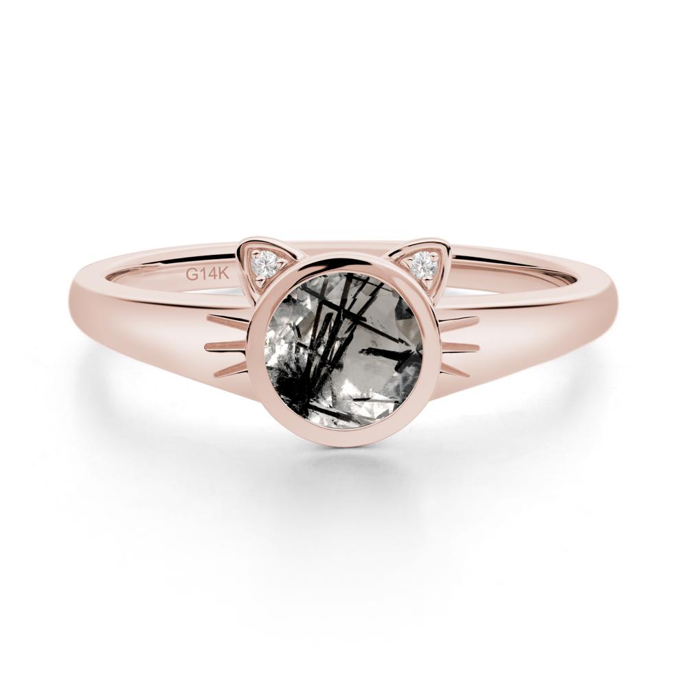 Car Ear Inspired Black Rutilated Quartz Ring - LUO Jewelry #metal_14k rose gold
