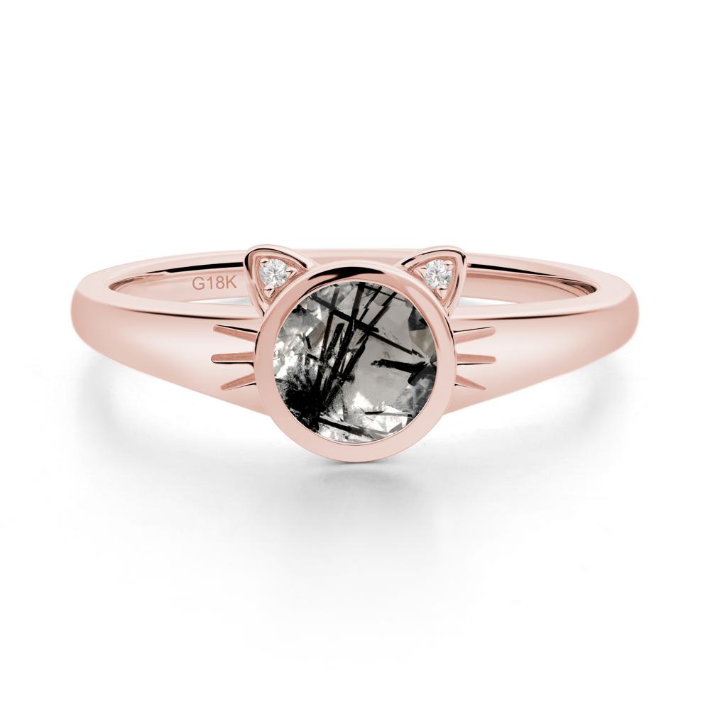 Car Ear Inspired Black Rutilated Quartz Ring - LUO Jewelry #metal_18k rose gold
