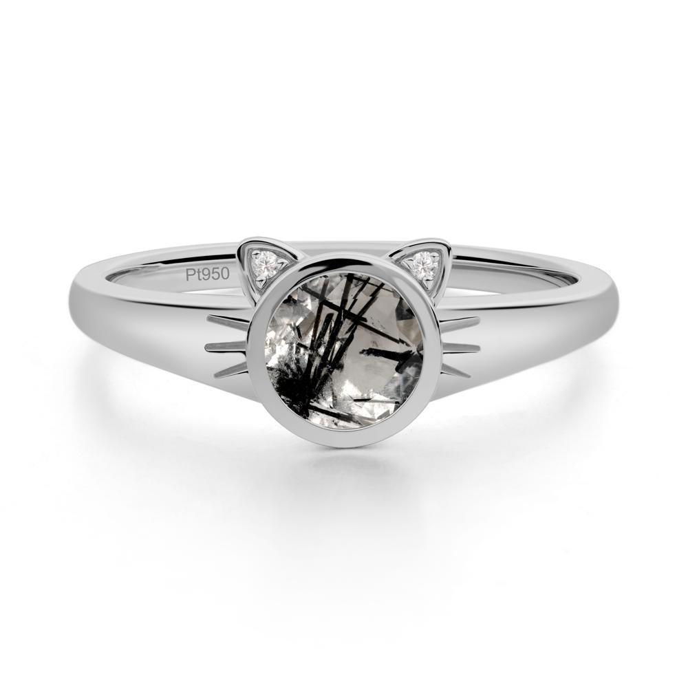 Car Ear Inspired Black Rutilated Quartz Ring - LUO Jewelry #metal_platinum