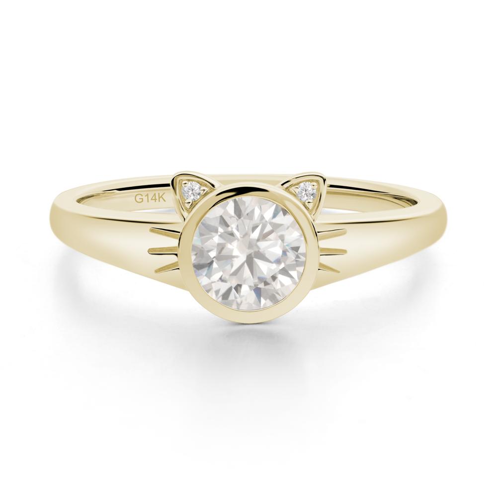 Round Cubic Zirconia Cat Ear Ring - LUO Jewelry #metal_14k yellow gold