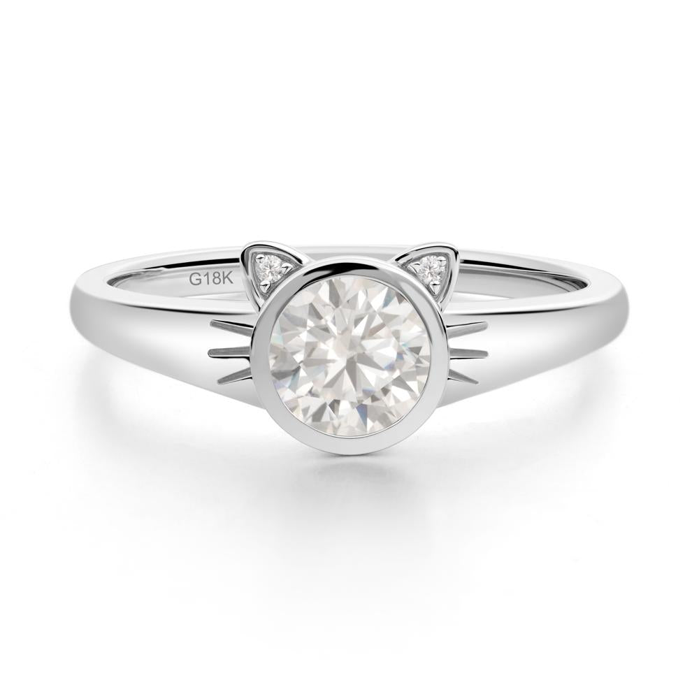Round Cubic Zirconia Cat Ear Ring - LUO Jewelry #metal_18k white gold