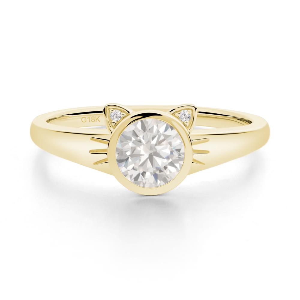 Round Cubic Zirconia Cat Ear Ring - LUO Jewelry #metal_18k yellow gold