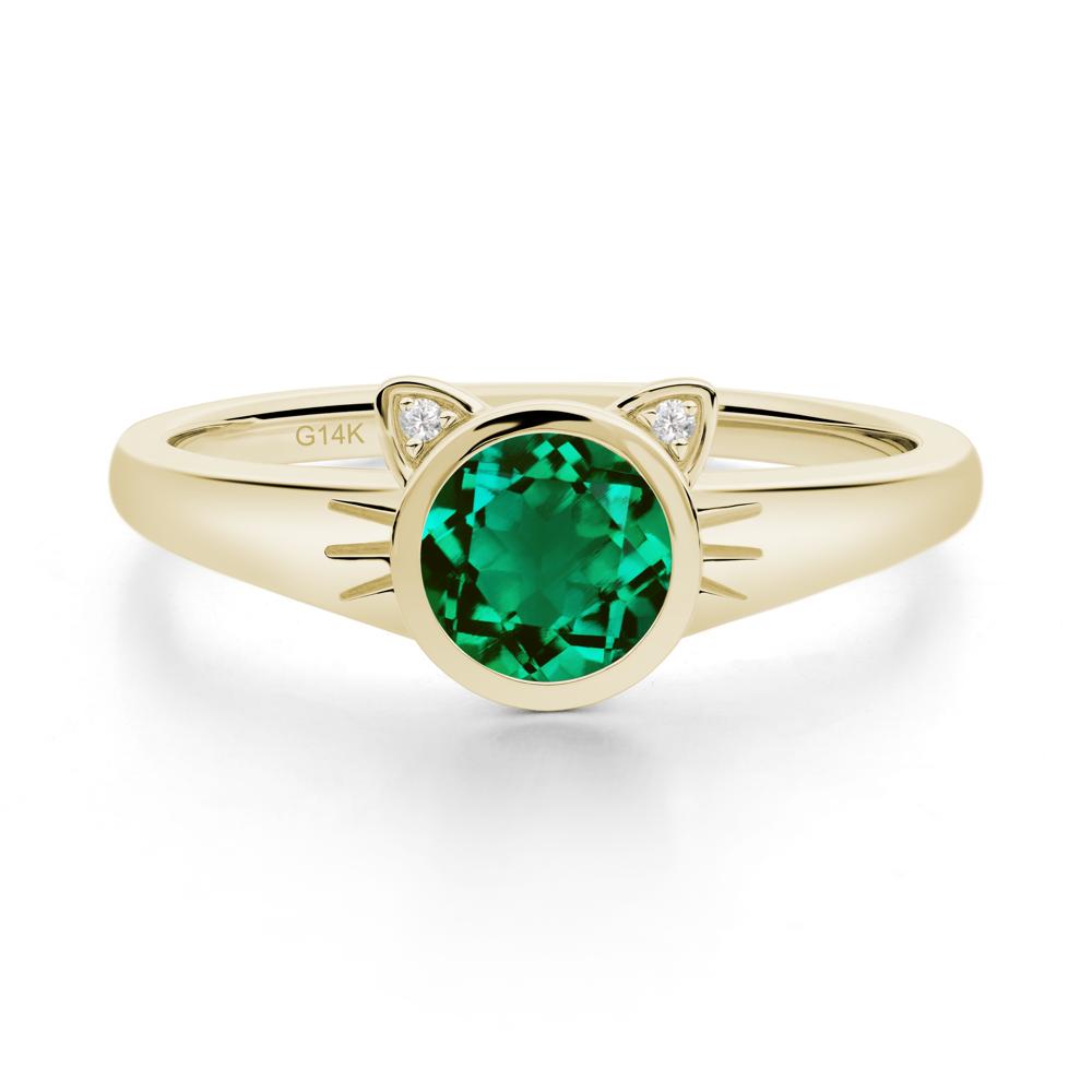 Car Ear Inspired Emerald Ring - LUO Jewelry #metal_14k yellow gold