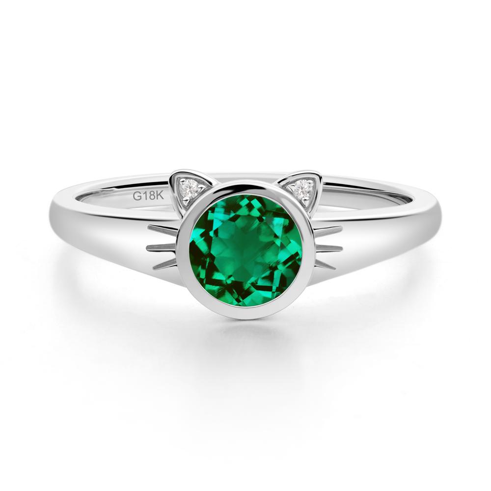 Car Ear Inspired Emerald Ring - LUO Jewelry #metal_18k white gold
