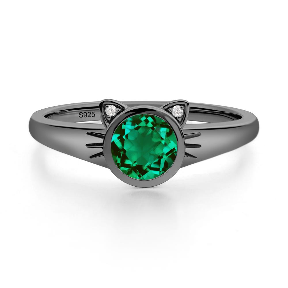 Car Ear Inspired Emerald Ring - LUO Jewelry #metal_black finish sterling silver