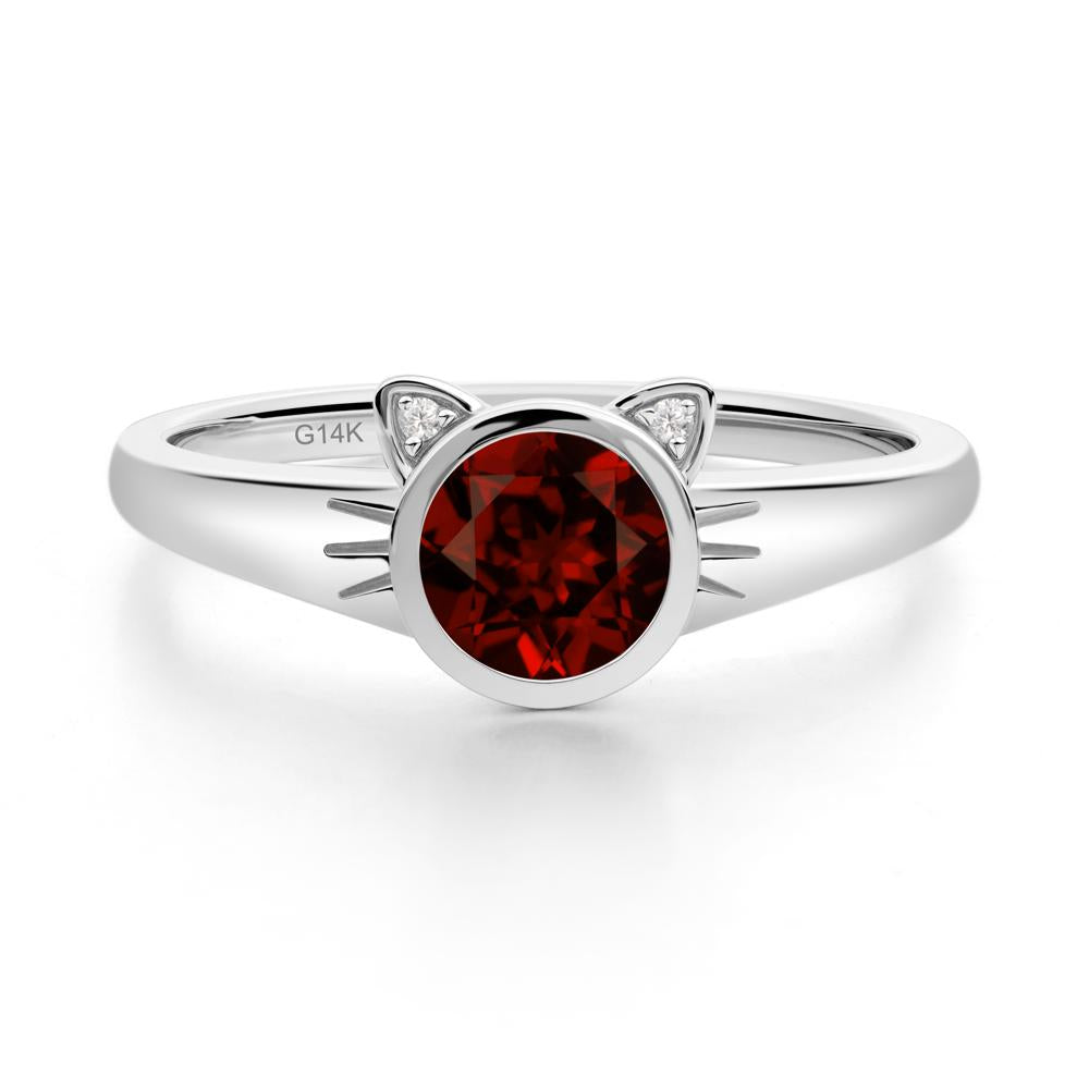 Car Ear Inspired Garnet Ring - LUO Jewelry #metal_14k white gold