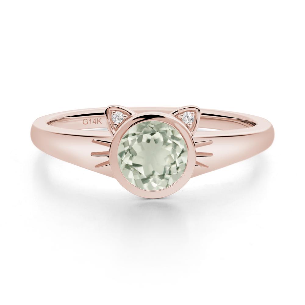 Car Ear Inspired Green Amethyst Ring - LUO Jewelry #metal_14k rose gold