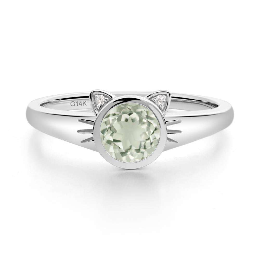 Car Ear Inspired Green Amethyst Ring - LUO Jewelry #metal_14k white gold