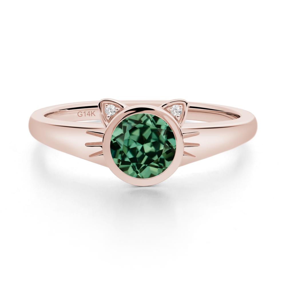 Car Ear Inspired Green Sapphire Ring - LUO Jewelry #metal_14k rose gold