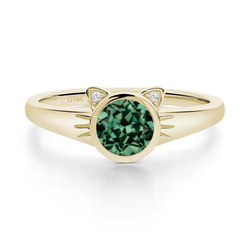 Car Ear Inspired Green Sapphire Ring - LUO Jewelry #metal_14k yellow gold