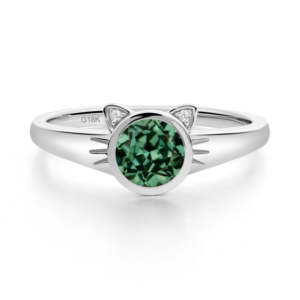 Car Ear Inspired Green Sapphire Ring - LUO Jewelry #metal_18k white gold