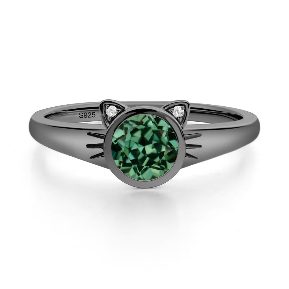 Car Ear Inspired Green Sapphire Ring - LUO Jewelry #metal_black finish sterling silver