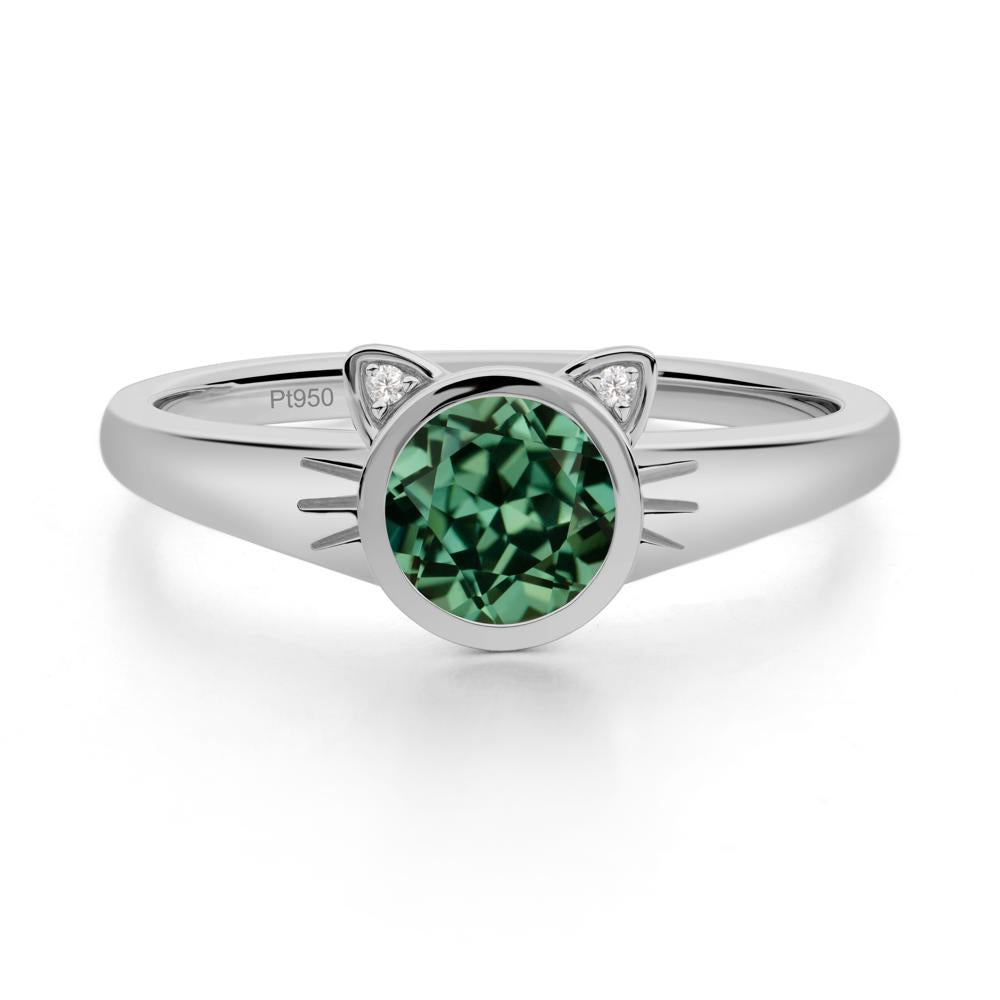 Car Ear Inspired Green Sapphire Ring - LUO Jewelry #metal_platinum