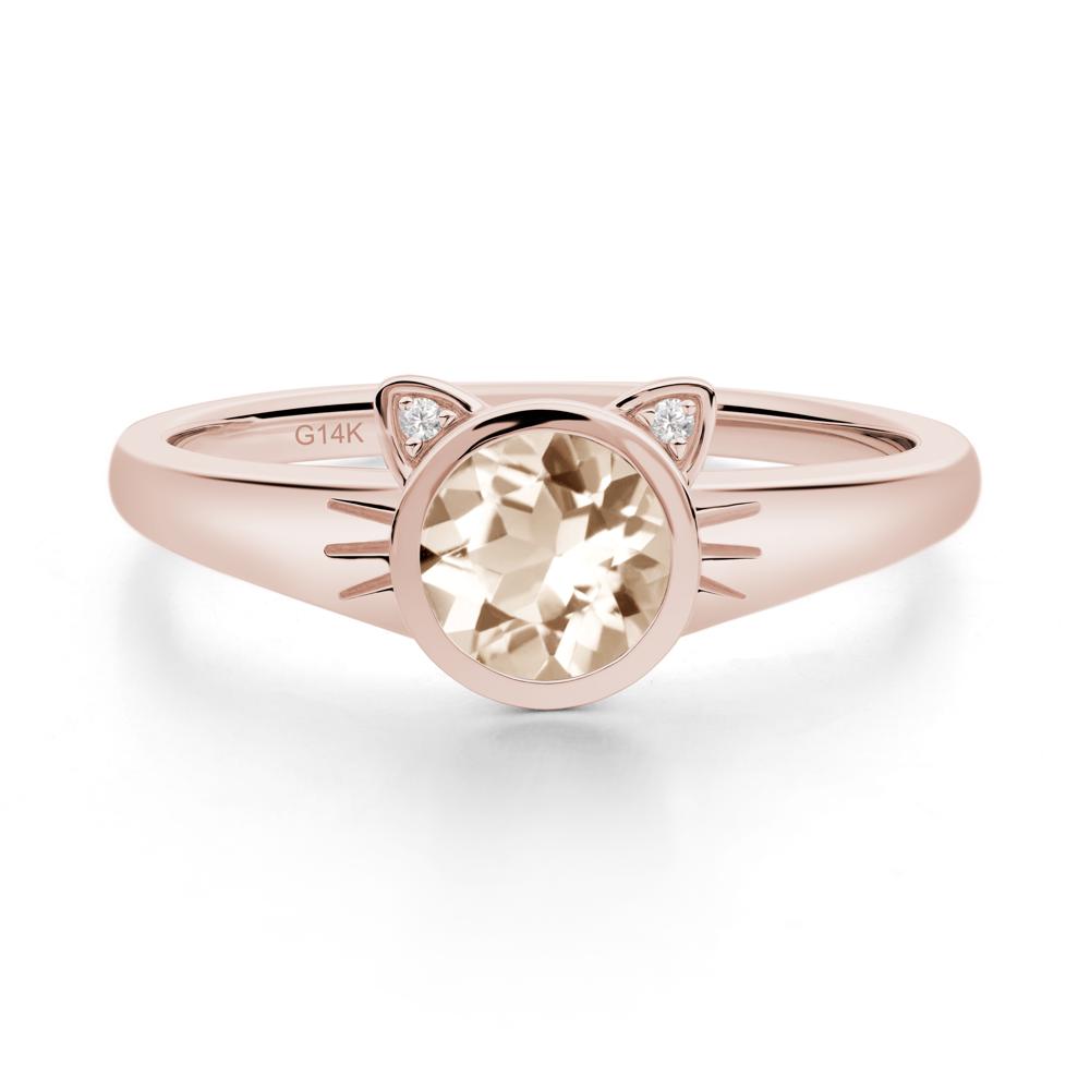 Round Morganite Cat Ear Ring - LUO Jewelry #metal_14k rose gold