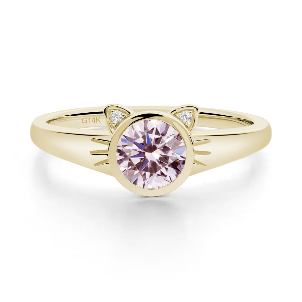Car Ear Inspired Pink Cubic Zirconia Ring - LUO Jewelry #metal_14k yellow gold
