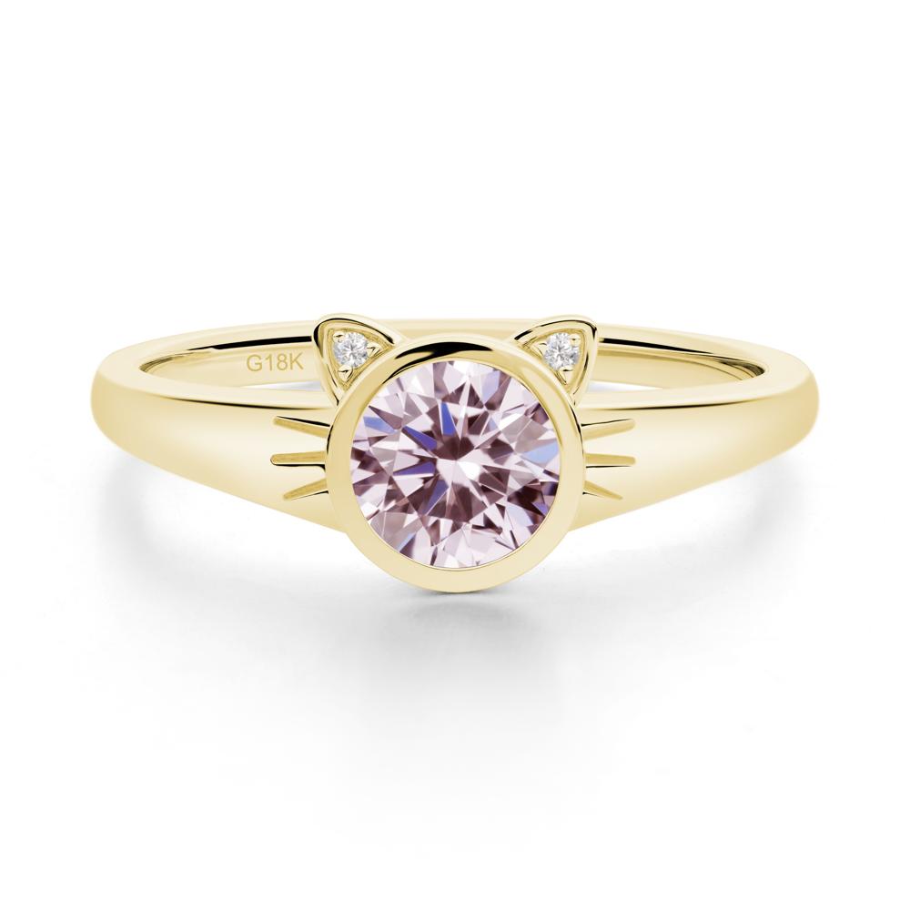 Car Ear Inspired Pink Cubic Zirconia Ring - LUO Jewelry #metal_18k yellow gold