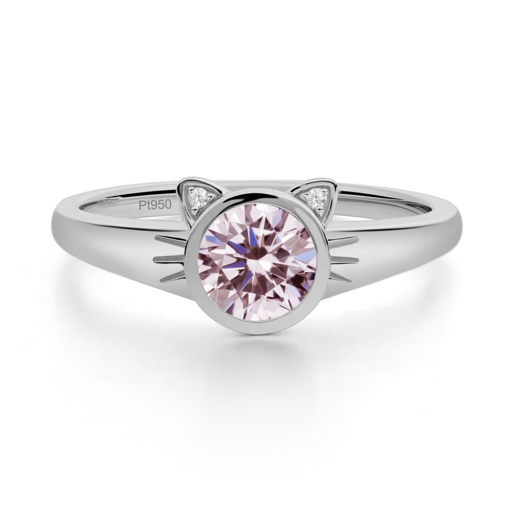Car Ear Inspired Pink Cubic Zirconia Ring - LUO Jewelry #metal_platinum