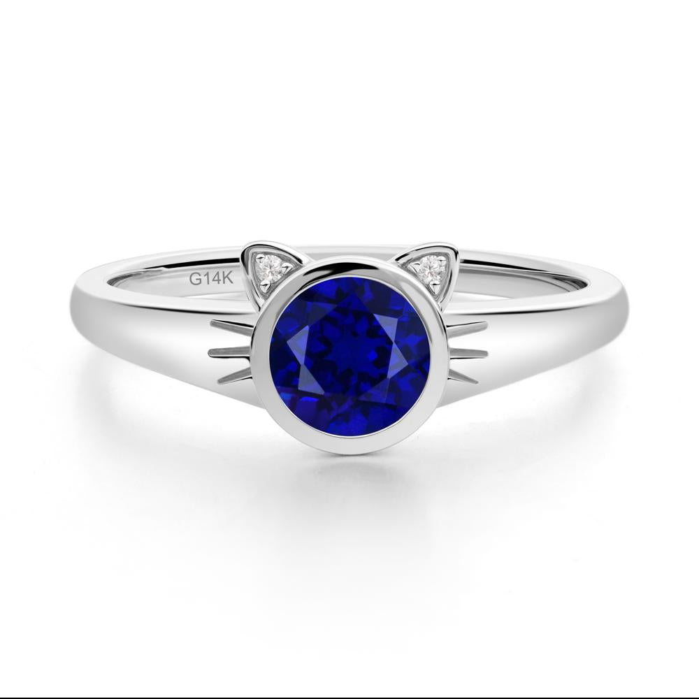 Car Ear Inspired Sapphire Ring - LUO Jewelry #metal_14k white gold