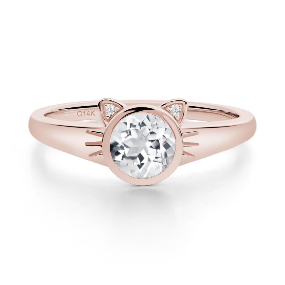 Car Ear Inspired White Topaz Ring - LUO Jewelry #metal_14k rose gold
