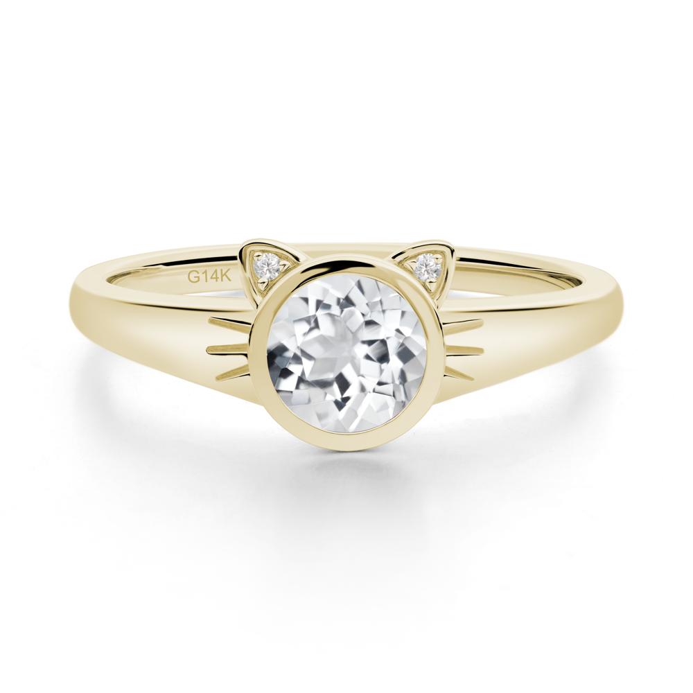 Car Ear Inspired White Topaz Ring - LUO Jewelry #metal_14k yellow gold