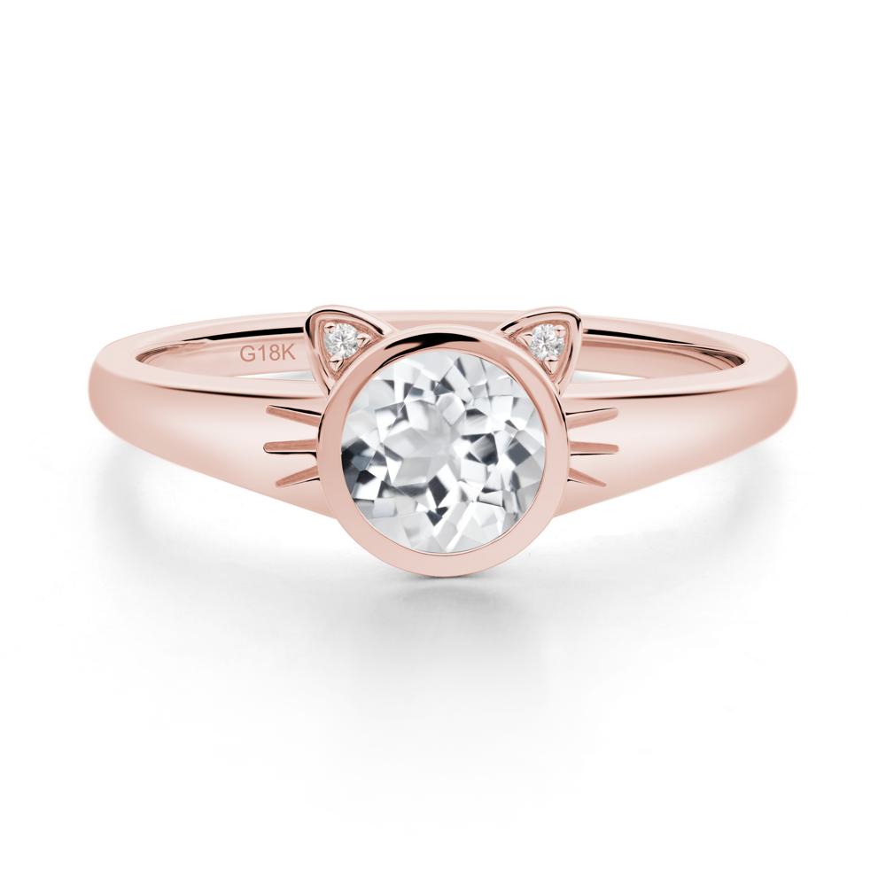 Car Ear Inspired White Topaz Ring - LUO Jewelry #metal_18k rose gold