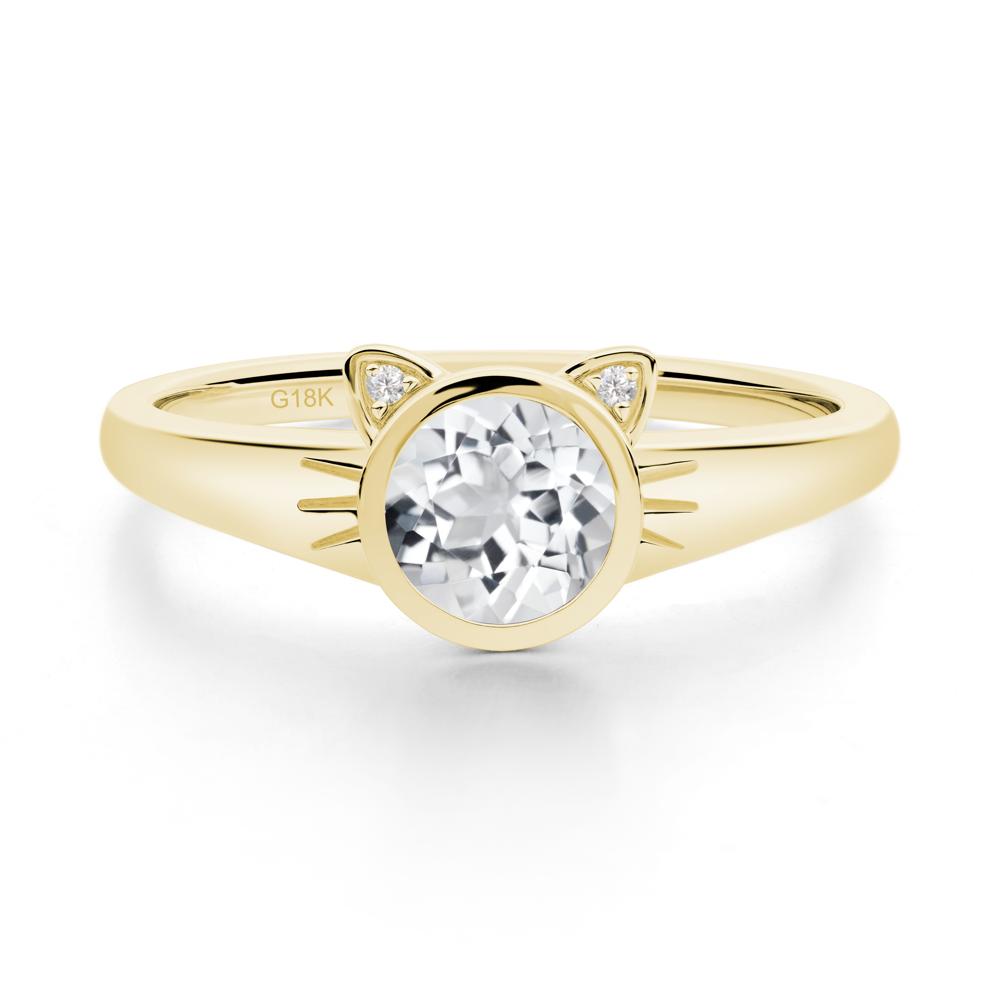 Car Ear Inspired White Topaz Ring - LUO Jewelry #metal_18k yellow gold