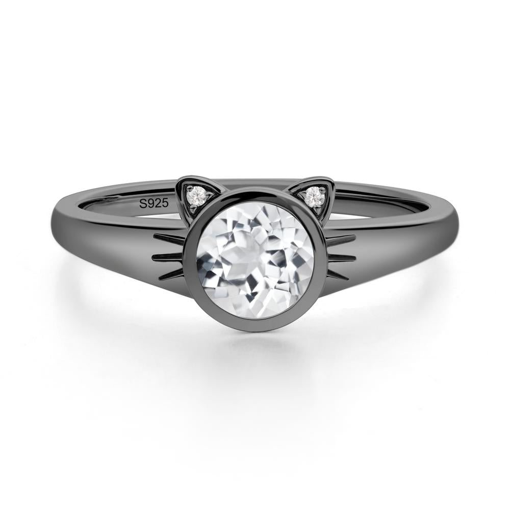 Car Ear Inspired White Topaz Ring - LUO Jewelry #metal_black finish sterling silver
