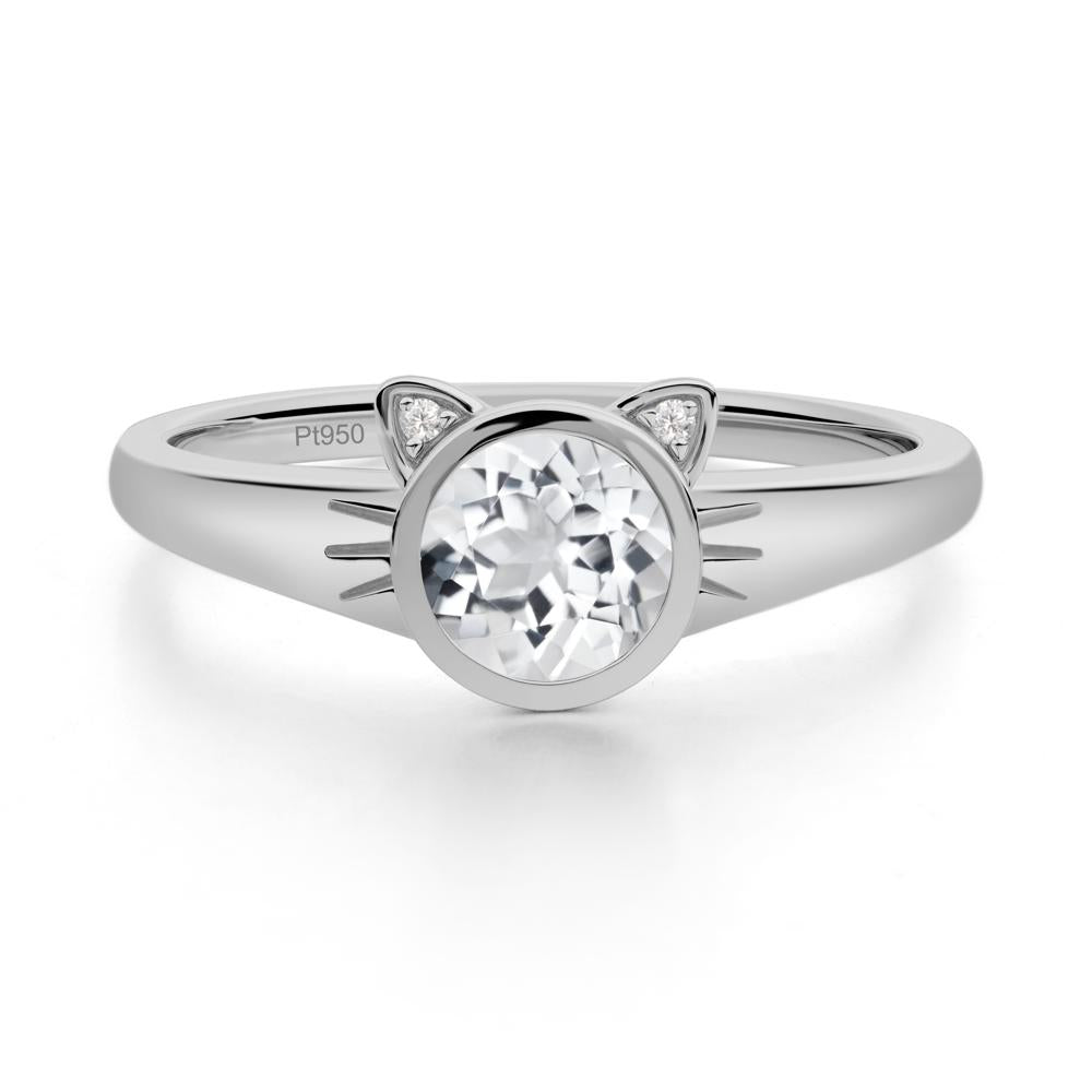 Car Ear Inspired White Topaz Ring - LUO Jewelry #metal_platinum