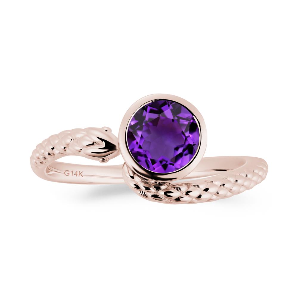 Textured Amethyst Snake Ring - LUO Jewelry #metal_14k rose gold