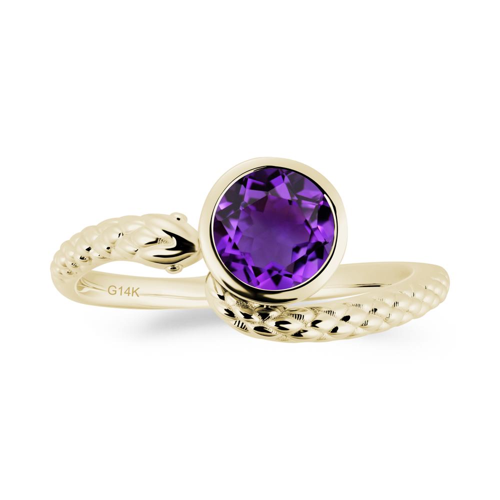 Textured Amethyst Snake Ring - LUO Jewelry #metal_14k yellow gold