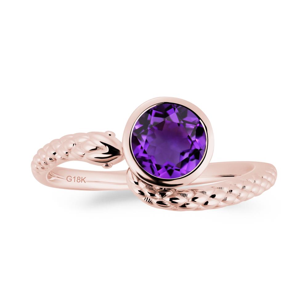 Textured Amethyst Snake Ring - LUO Jewelry #metal_18k rose gold