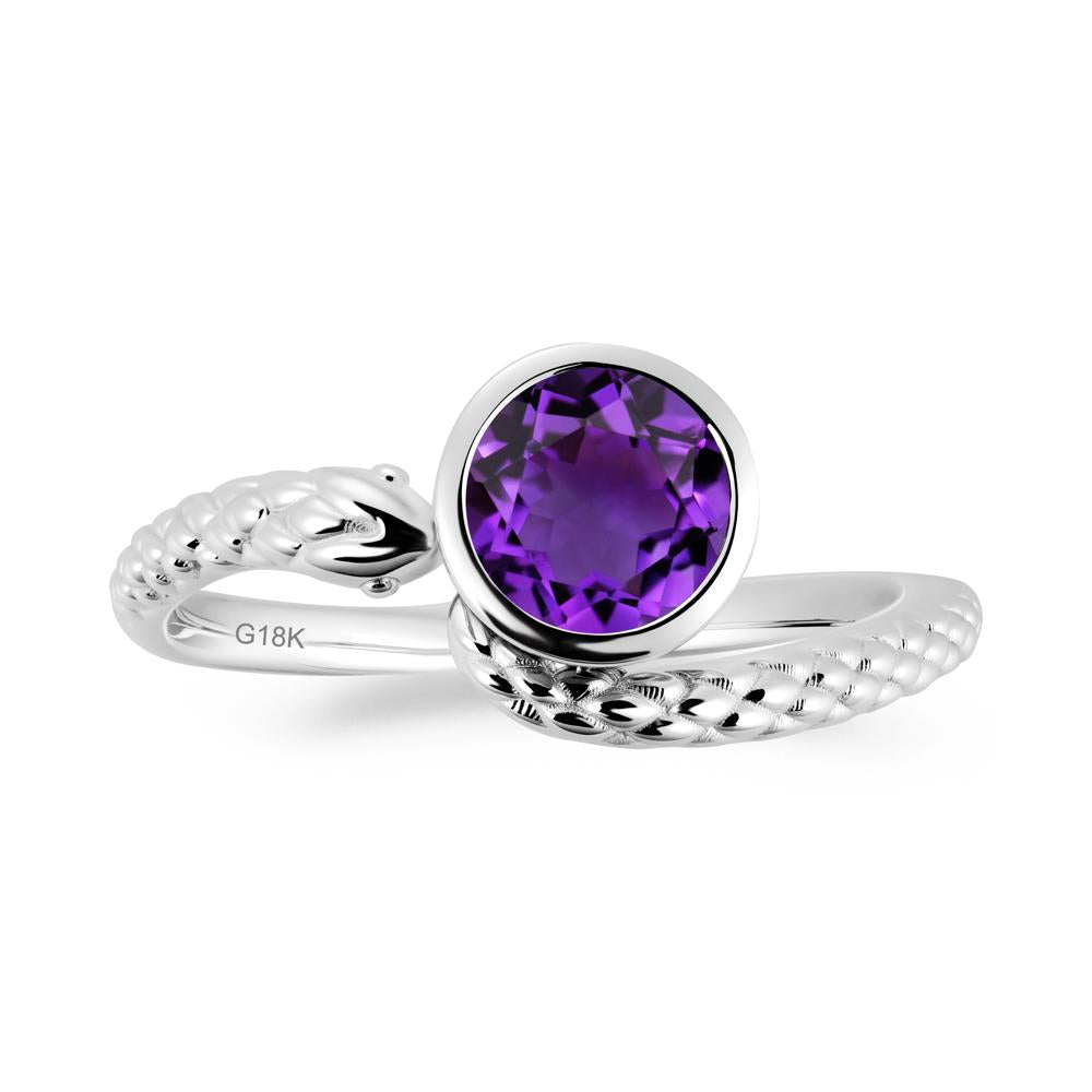 Textured Amethyst Snake Ring - LUO Jewelry #metal_18k white gold