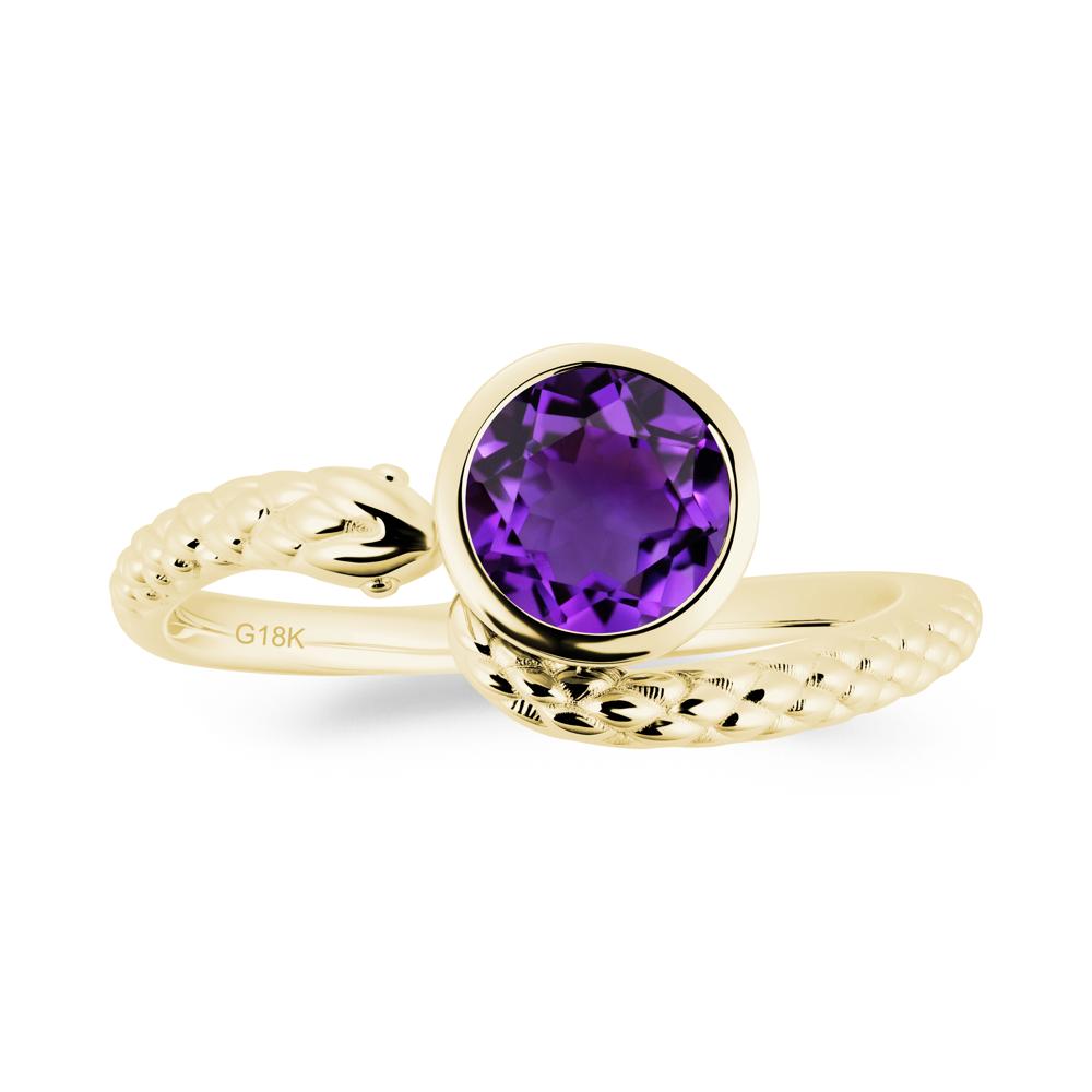 Textured Amethyst Snake Ring - LUO Jewelry #metal_18k yellow gold