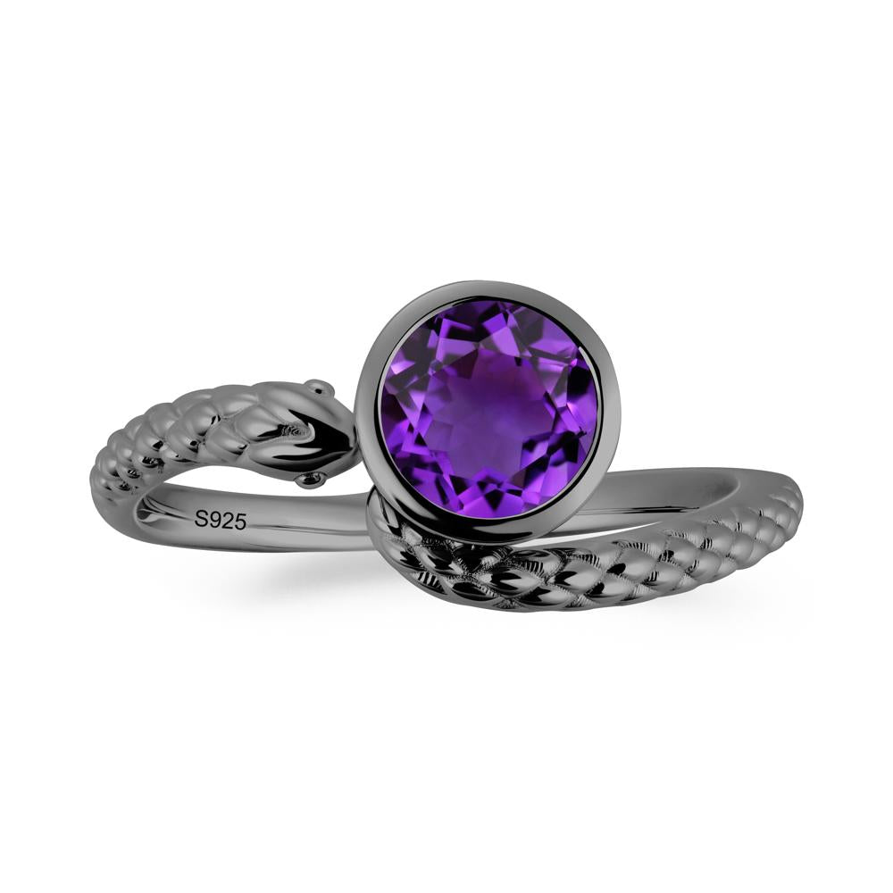 Textured Amethyst Snake Ring - LUO Jewelry #metal_black finish sterling silver