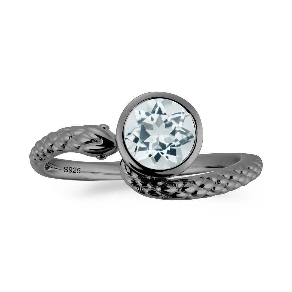 Snake Wrap Aquamarine Ring - LUO Jewelry #metal_black finish sterling silver