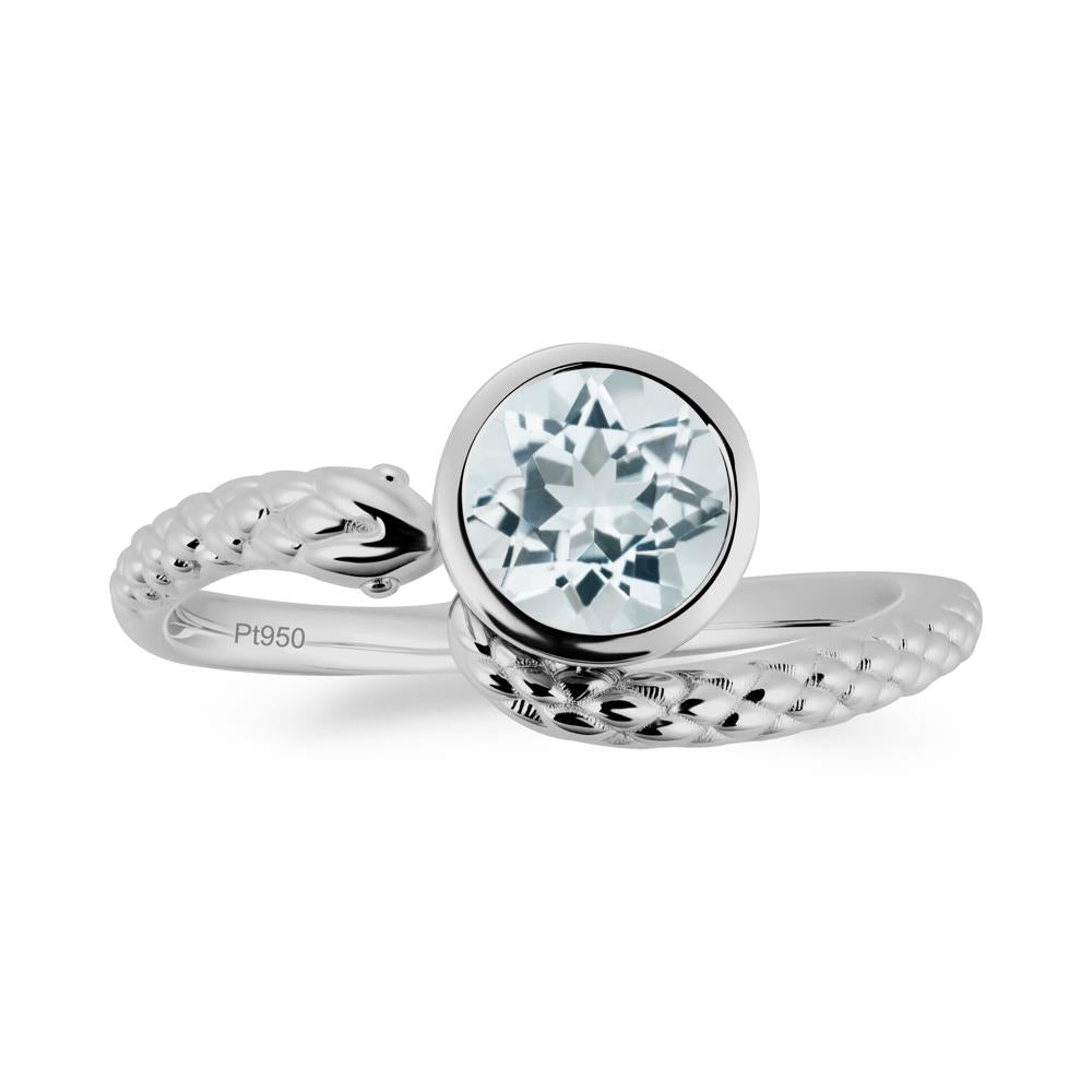 Snake Wrap Aquamarine Ring - LUO Jewelry #metal_platinum