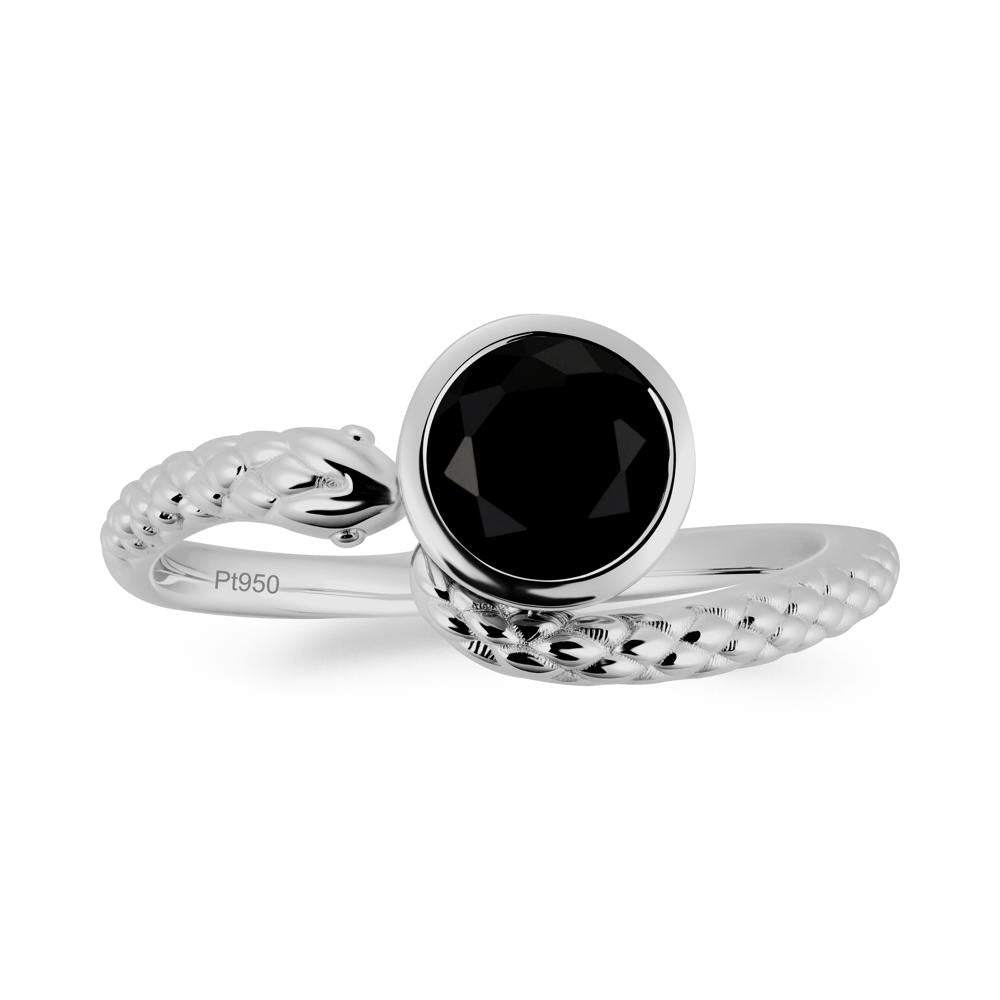 Textured Black Spinel Snake Ring - LUO Jewelry #metal_platinum