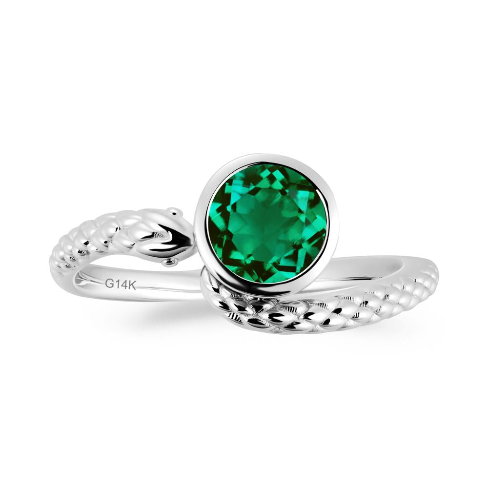Snake Wrap Emerald Ring - LUO Jewelry #metal_14k white gold