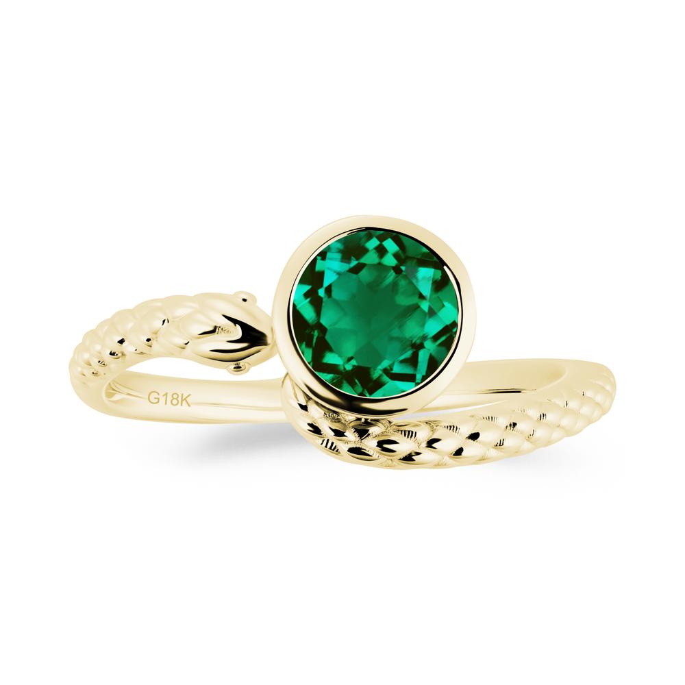 Snake Wrap Emerald Ring - LUO Jewelry #metal_18k yellow gold