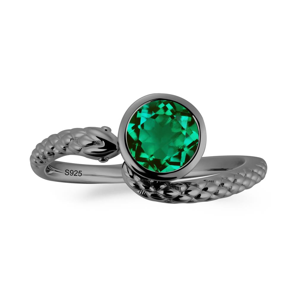 Snake Wrap Emerald Ring - LUO Jewelry #metal_black finish sterling silver